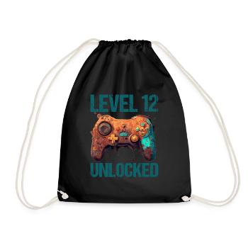 Level 12 Jahre Gaming 12er 12 Geburtstag - Turnbeutel - Schwarz - Vorne