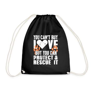 Can't Buy Love But You Can Protect & Rescue Animal - Drawstring Bag - black - Front