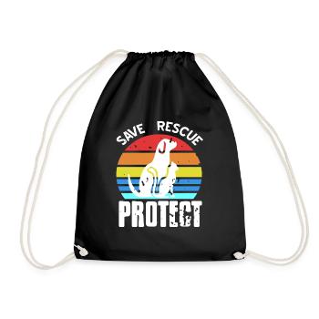 Save Rescue Protect Retro Vintage Animal Lover - Sac de sport léger - noir - Devant