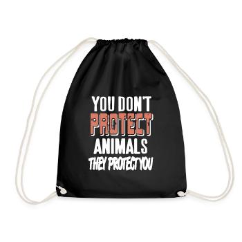 You Don't Protect Animals They Protect You Retro - Drawstring Bag - black - Front