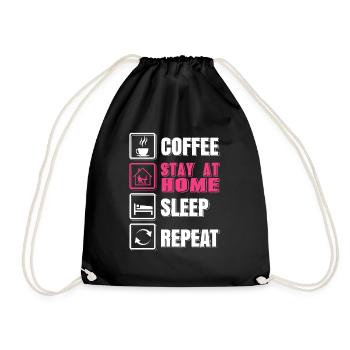Coffee Stay At Home Sleep Repeat Working MOM - Drawstring Bag - black - Front