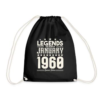 Cadeau Légende Janvier 1960. cadeau janvier 1960. - Sac de sport léger - noir - Devant