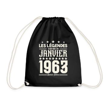 cadeau d'anniversaire janvier 1963. Janvier 1963. - Sac de sport léger - noir - Devant