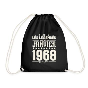 cadeau d'anniversaire janvier 1968. Janvier 1968. - Sac de sport léger - noir - Devant