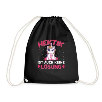 Hektik ist auch keine Lösung Einhorn lustig - Turnbeutel - Schwarz - Vorne