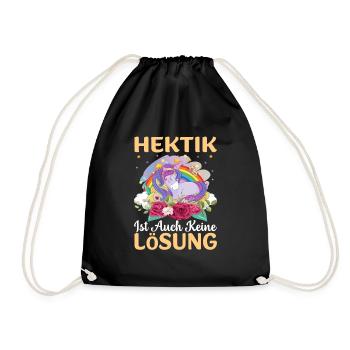 Hektik ist auch keine Lösung Einhorn ausruhen - Turnbeutel - Schwarz - Vorne