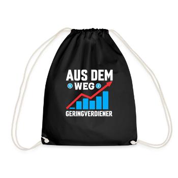 Aus dem Weg Geringverdiener lustig - Turnbeutel - Schwarz - Vorne