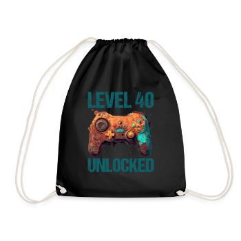 Level 40 Years Gaming 40s 40 Birthday - Drawstring Bag - black - Front