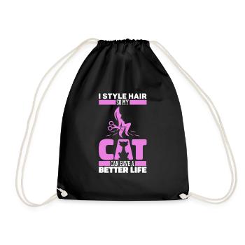 Hairdresser Hairstylist Cat - Drawstring Bag - black - Front