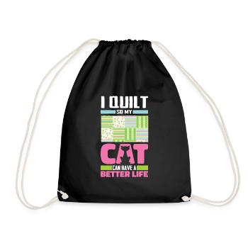 Quilting Katze - Turnbeutel - Schwarz - Vorne