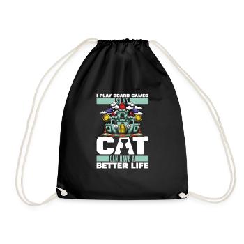 Board Game Board Game Cat - Drawstring Bag - black - Front