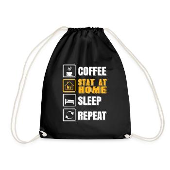 Coffee Stay At Home Sleep Repeat Funny Working DAD - Turnbeutel - Schwarz - Vorne