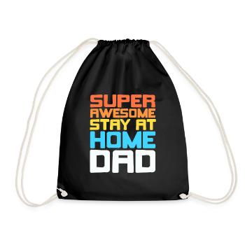 Super Awesome Stay At Home DAD Retro Funny T-Shirt - Turnbeutel - Schwarz - Vorne
