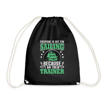 Yacht sail that says funny sailboat - Drawstring Bag - black - Front