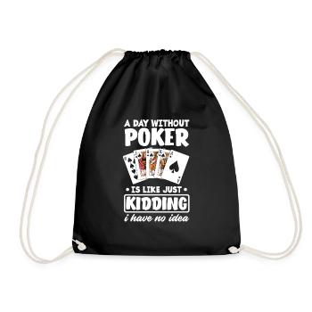 Poker Spieler Pokerspieler Pokern Geschenk - Turnbeutel - Schwarz - Vorne
