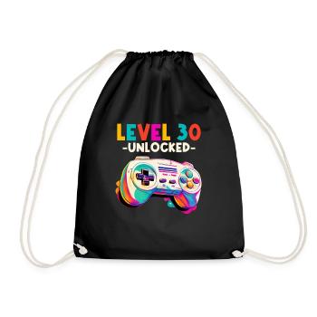 Level 30 Years Gaming 30s 30s Birthday - Drawstring Bag - black - Front
