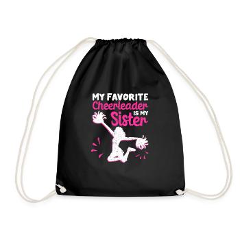 My favorite cheerleader is my sister - Drawstring Bag - black - Front