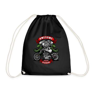 Awesome since 2000, Biker Geburtstag - Turnbeutel - Schwarz - Vorne