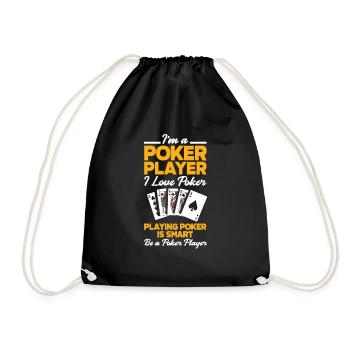 Poker Spieler Pokerspieler Pokern Geschenk - Turnbeutel - Schwarz - Vorne