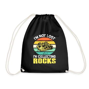I'm Not Lost I'm Collecting Rocks Funny Collector - Drawstring Bag - black - Front