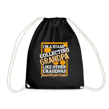 I'm A STAMP Collecting GRANDPA Retro Collector - Drawstring Bag - black - Front