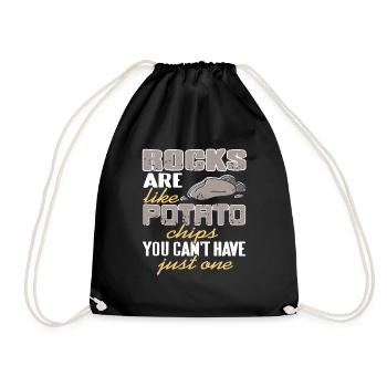 Rocks Are Like Potato Chips Retro Funny Collector - Drawstring Bag - black - Front