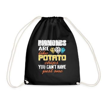 Diamonds Are Like Potato Chips Funny Collector - Drawstring Bag - black - Front