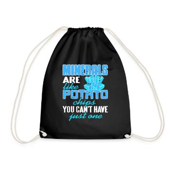 Minerals Are Like Potato Chips Funny Collector - Drawstring Bag - black - Front