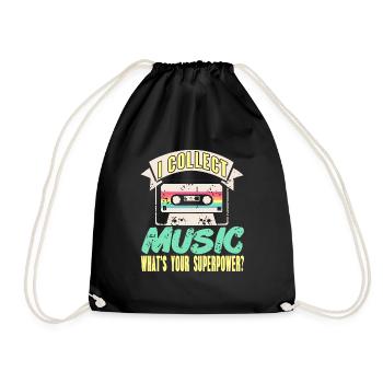 Je collectionne la musique Quel est votre superpouvoir? Rétro - Sac de sport léger - noir - Devant