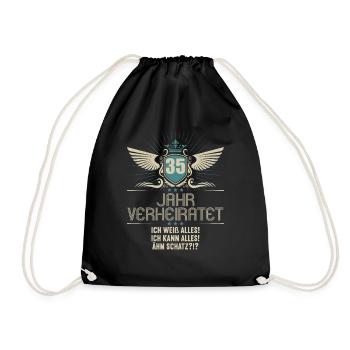 35 Jahr verheiratet weiß alles 35.Hochzeitstag - Turnbeutel - Schwarz - Vorne