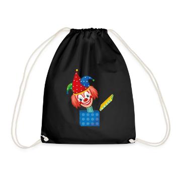 Fasching Kostüm Clown Kasper aus der Box Karneval - Turnbeutel - Schwarz - Vorne
