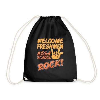 Welcome Freshmen High School ROCK! Retro Freshman - Drawstring Bag - black - Front