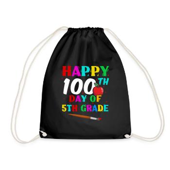 Happy 100th Day 5th Grade 100 Days Of School - Drawstring Bag - black - Front