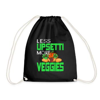 Less Upsetti More VEGGIES Retro Funny VEGAN - Drawstring Bag - black - Front