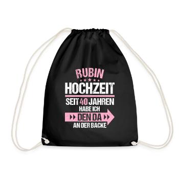 40 verheiratet Rubin Hochzeit 40.Hochzeitstag - Turnbeutel - Schwarz - Vorne