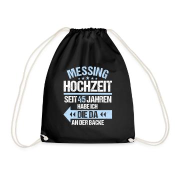 45 verheiratet Messing Hochzeit 45.Hochzeitstag - Turnbeutel - Schwarz - Vorne