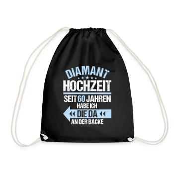60 verheiratet Diamant Hochzeit 60.Hochzeitstag - Turnbeutel - Schwarz - Vorne