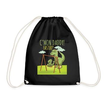 Funny T-Rex Costume Kids Dad Dinosaur - Drawstring Bag - black - Front