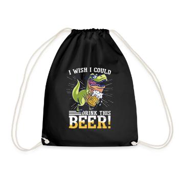 Beer T-Rex Funny Dinosaur - Drawstring Bag - black - Front