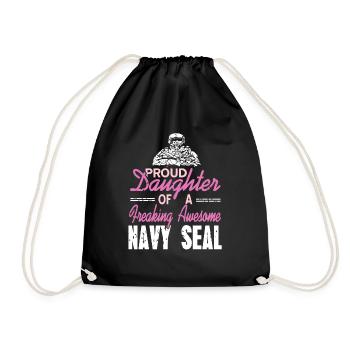 Proud Daughter Of A Freaking Awesome NAVY Seal - Drawstring Bag - black - Front