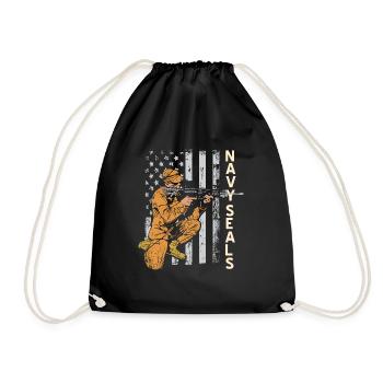 NAVY SEALS Cool Retro U.S.A NAVY Patriotic - Drawstring Bag - black - Front