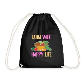 Farm Wife Happy Life Retro Farmer Designs - Sac de sport léger - noir - Devant