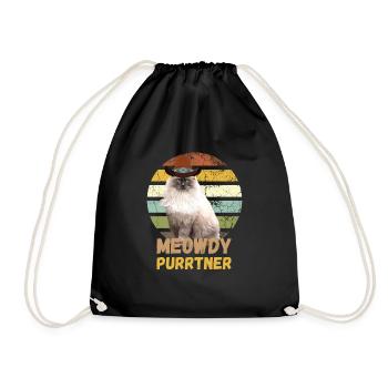 Ragdoll Cat Meowdy Purrtner, Cat lover, Ragdolls - Drawstring Bag - black - Front