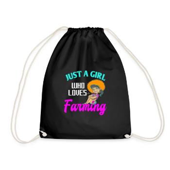 Just A Girl Who Loves Farming Retro Farmer T-Shirt - Turnbeutel - Schwarz - Vorne