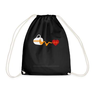 Tasse de battement de cœur de café renversée - Sac de sport léger - noir - Devant