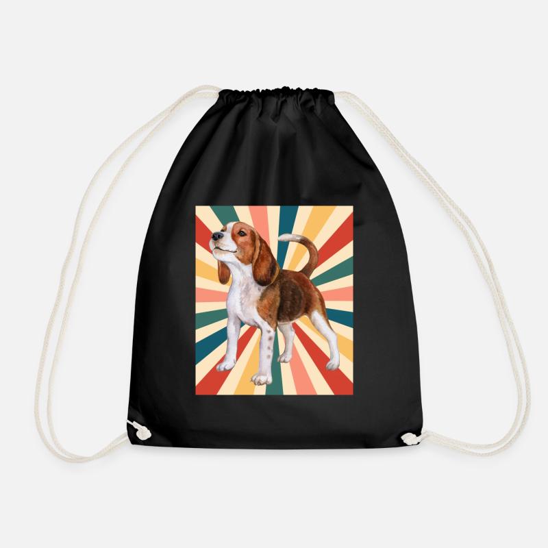 Nette Beagle Hunderasse 80er 90er Jahre Retro Stil Vintage - Turnbeutel - Schwarz