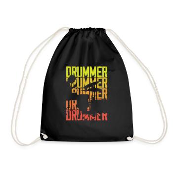 Schlagzeug Schlagzeuger Geschenk - Turnbeutel - Schwarz - Vorne