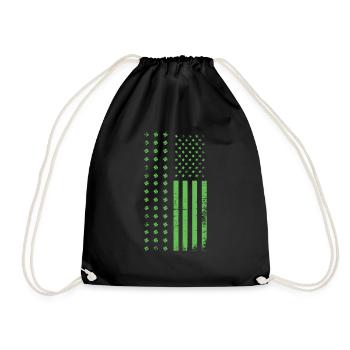 US Flag Saint Paddy Shamrock Saint Patrick Day - Drawstring Bag - black - Front
