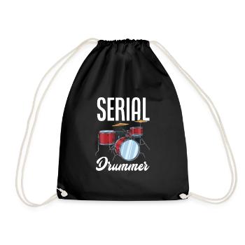 Schlagzeug Schlagzeuger Geschenk - Turnbeutel - Schwarz - Vorne
