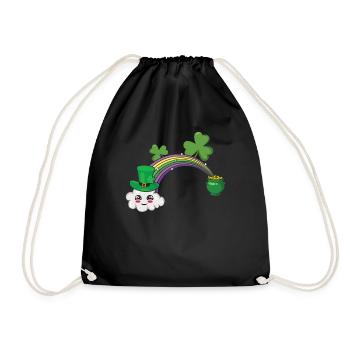Cute Kawaii Cloud Rainbow Happy Saint Patricks - Turnbeutel - Schwarz - Vorne